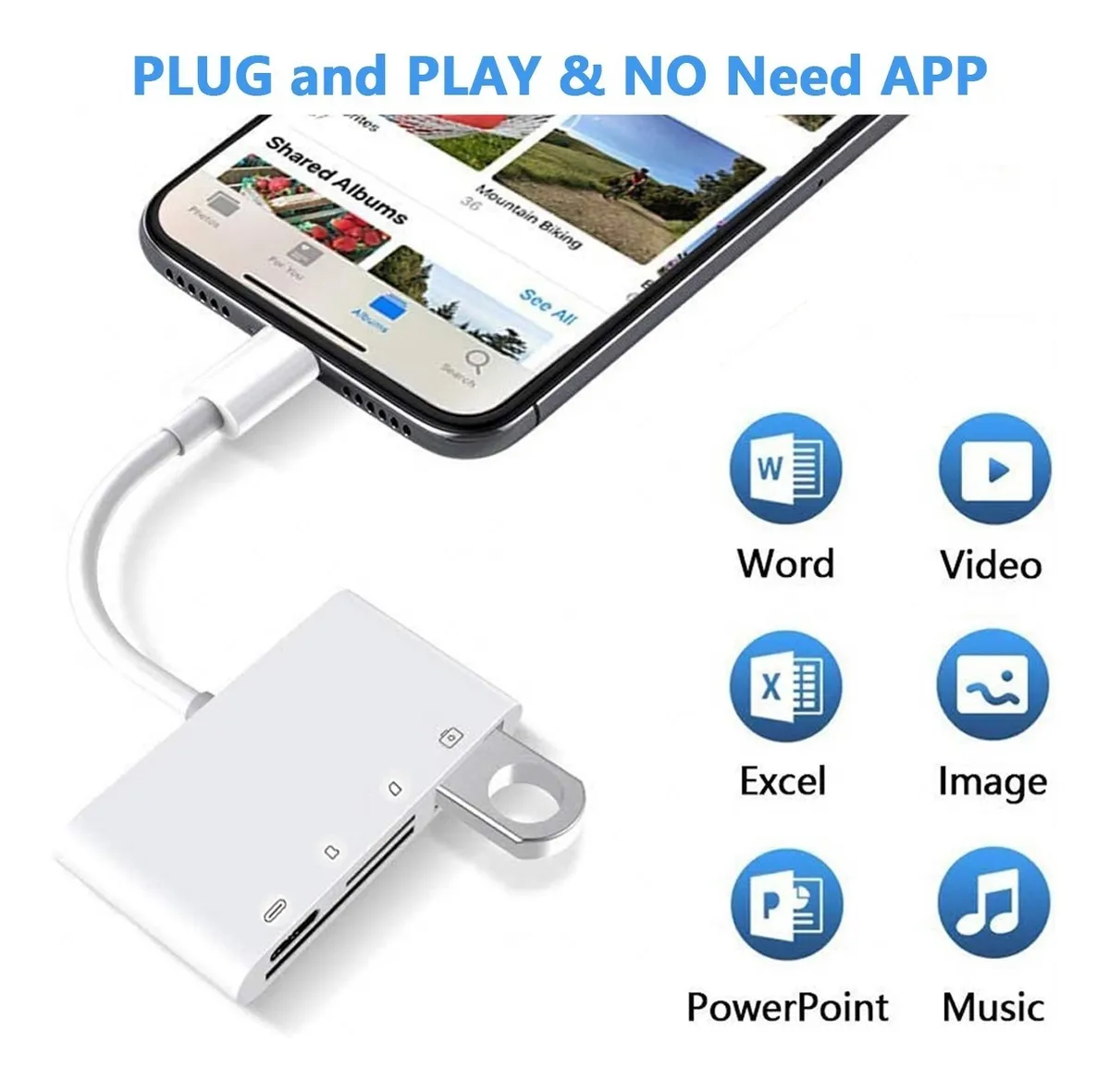 Adaptador Para iPad iPhone Tarjeta Sd/tf Lector De Tarjetas