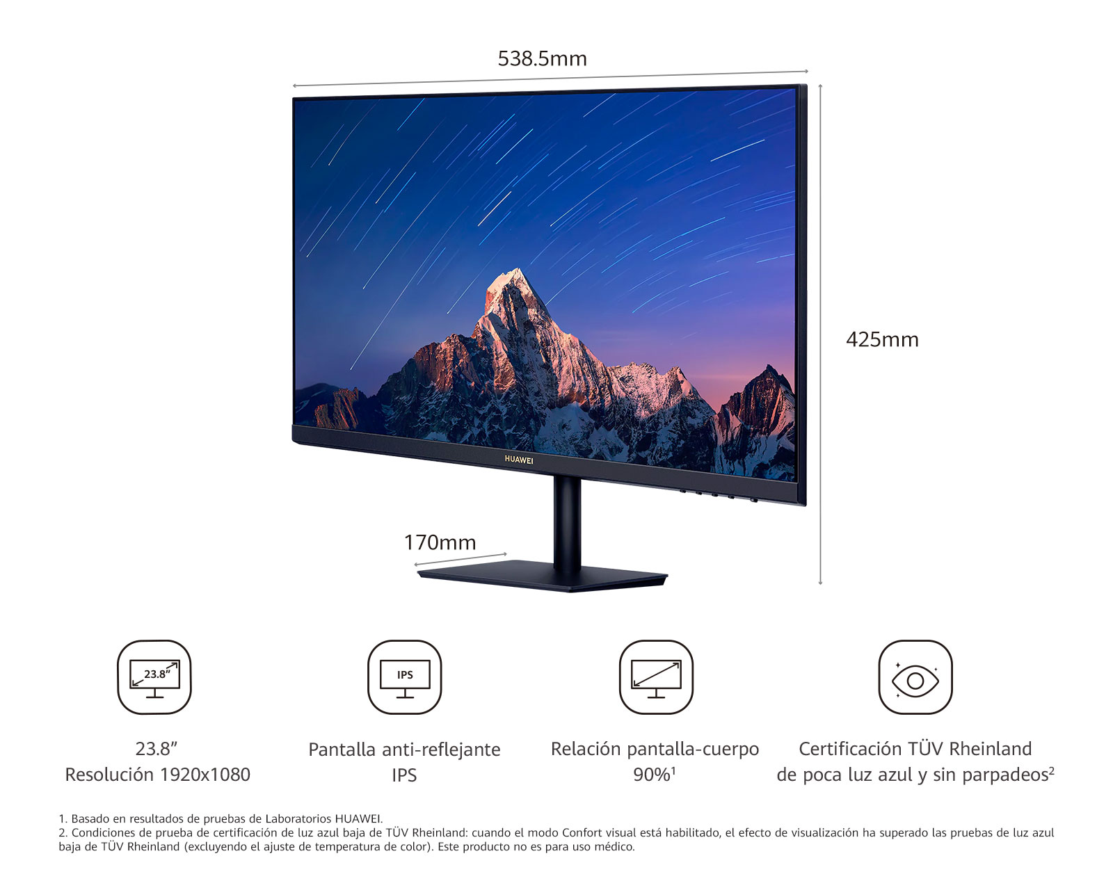 Monitor Huawei AD80HW FHD 23.8" + mouse Nextep Ne-412N inalámbrico
