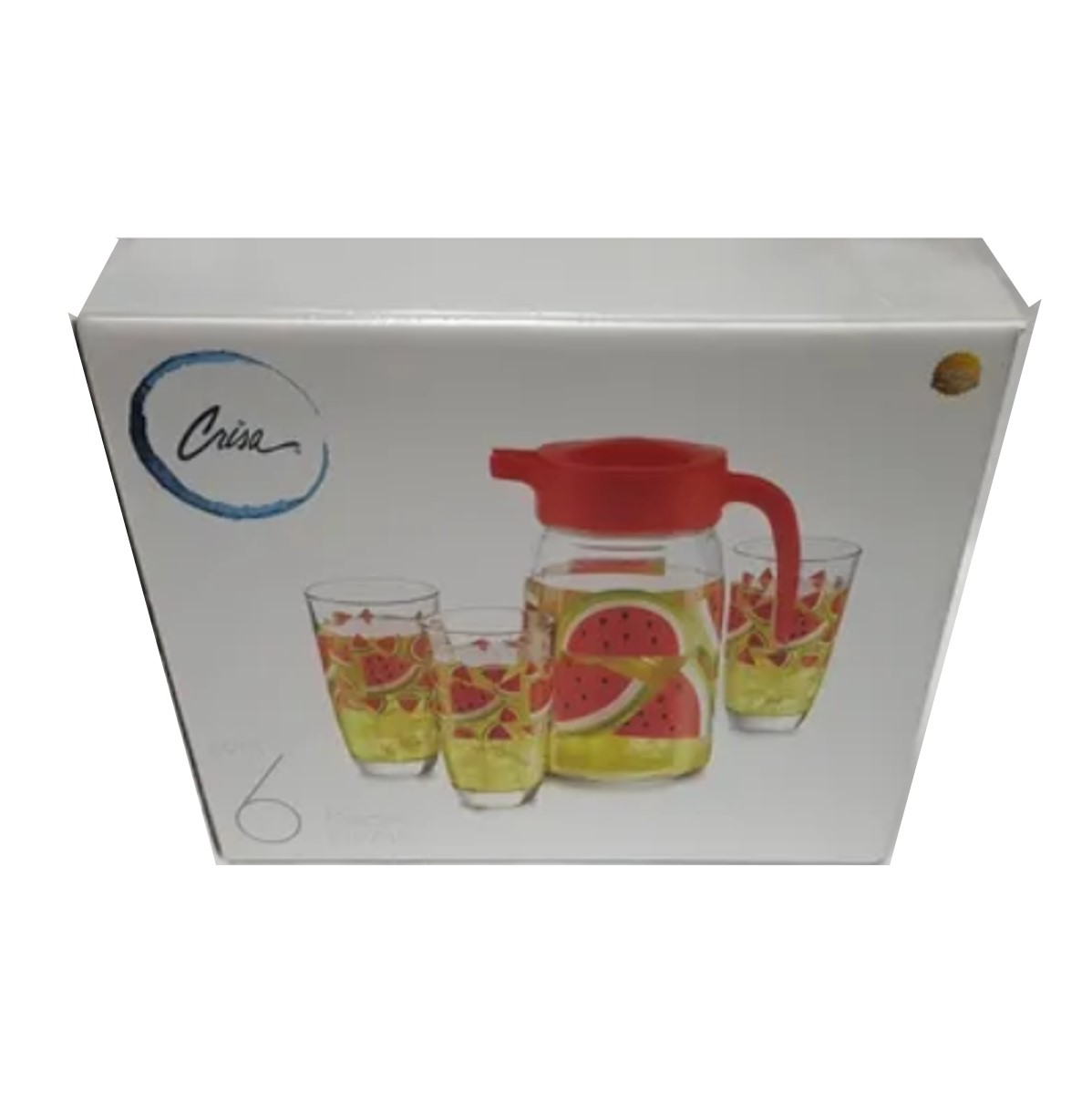 Jarra De Vidrio Crisa Con Tapa Y 4 Vasos De Vidrio