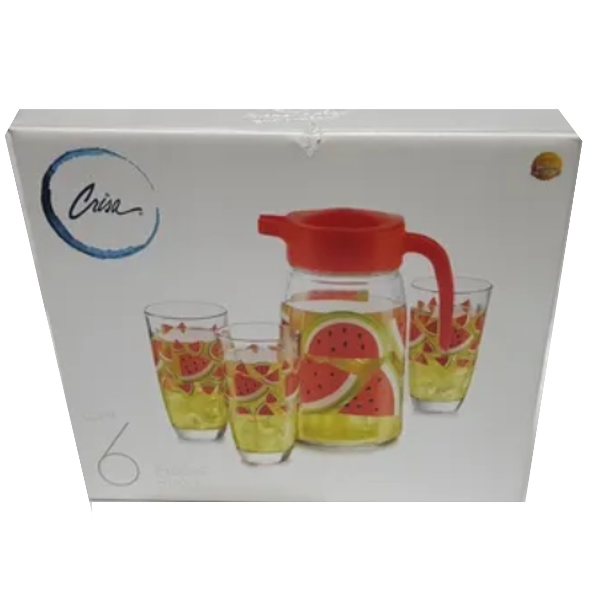 Jarra De Vidrio Crisa Con Tapa Y 4 Vasos De Vidrio