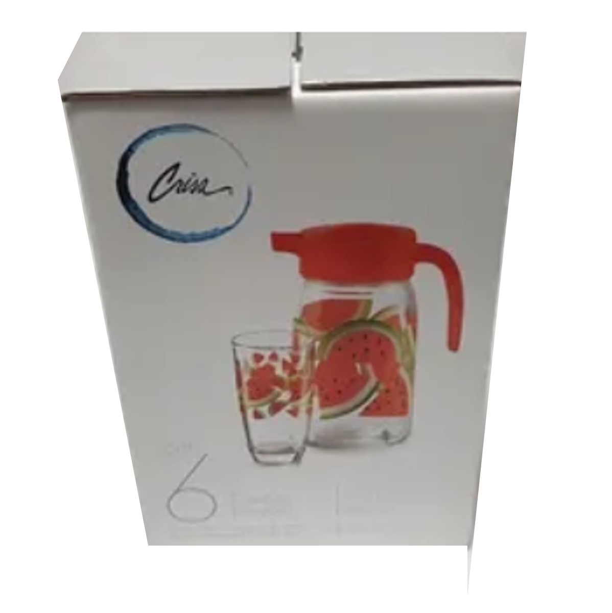 Jarra De Vidrio Crisa Con Tapa Y 4 Vasos De Vidrio