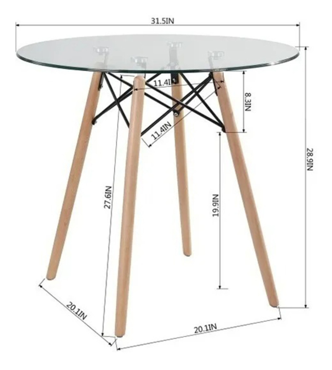 Mesa Eames Roco Cristal Comedor Moderno Minimalista Vintage