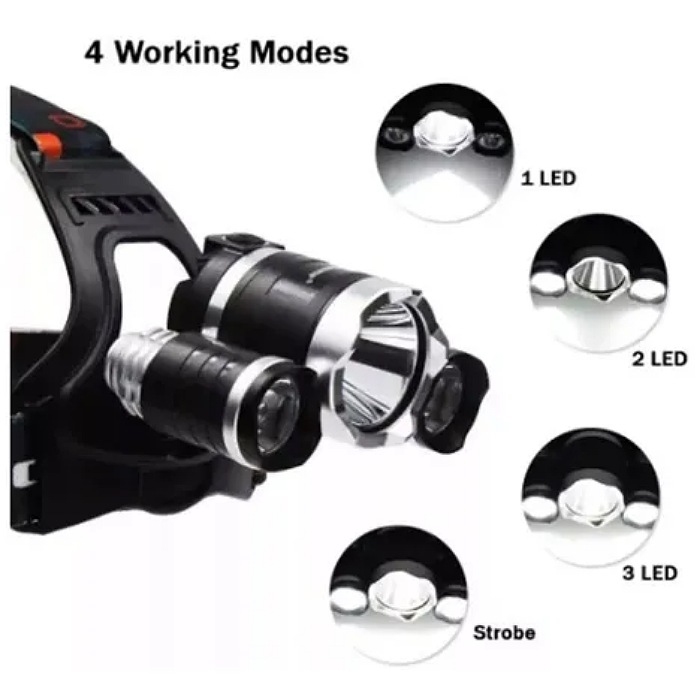 Lampara Minera 5000 Lumens 3 Cree Led T6 Recargable