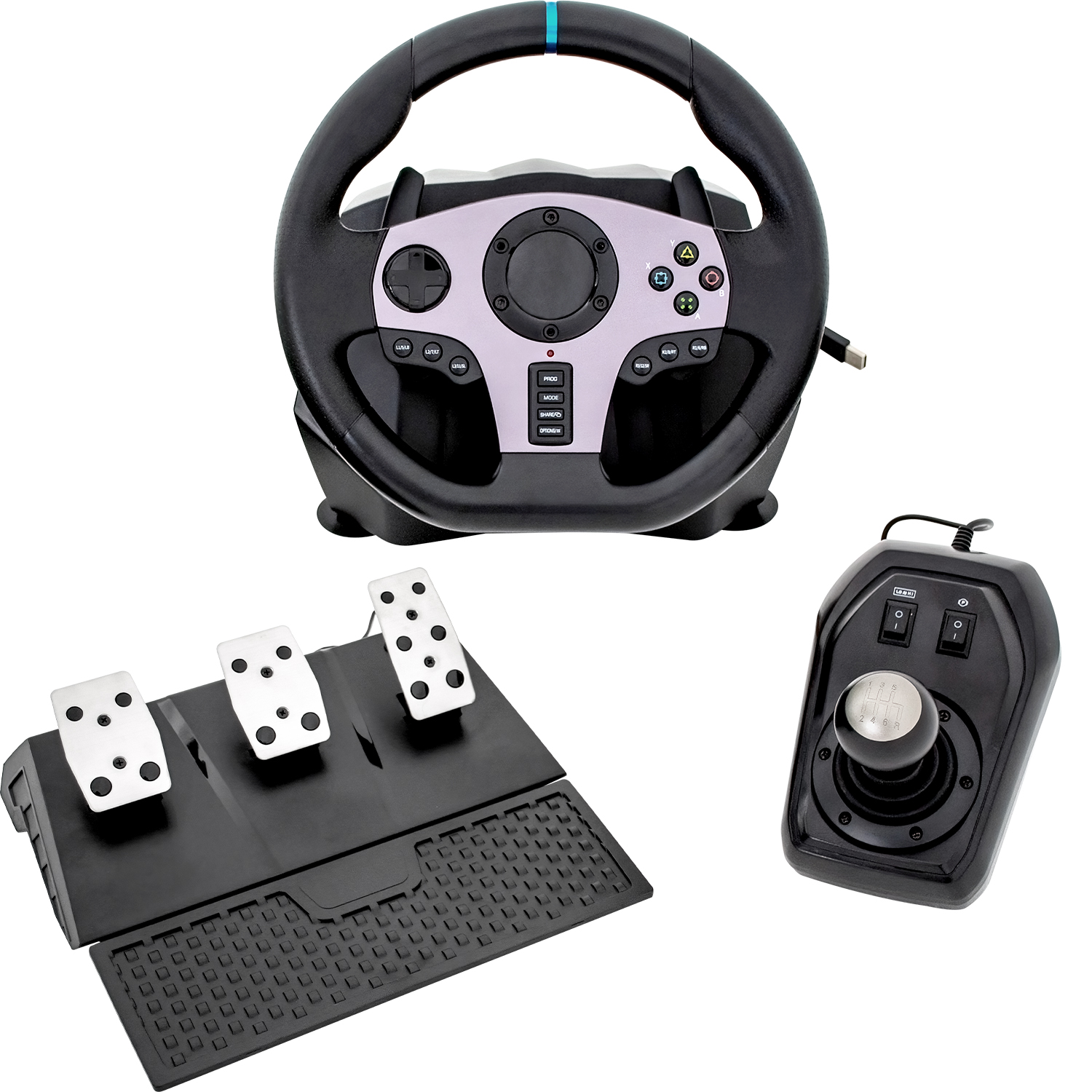 Volante Videiojuegos Pedales Palanca Kit Xbox One Series Pc Ps3 Switch  Profesional Gamer