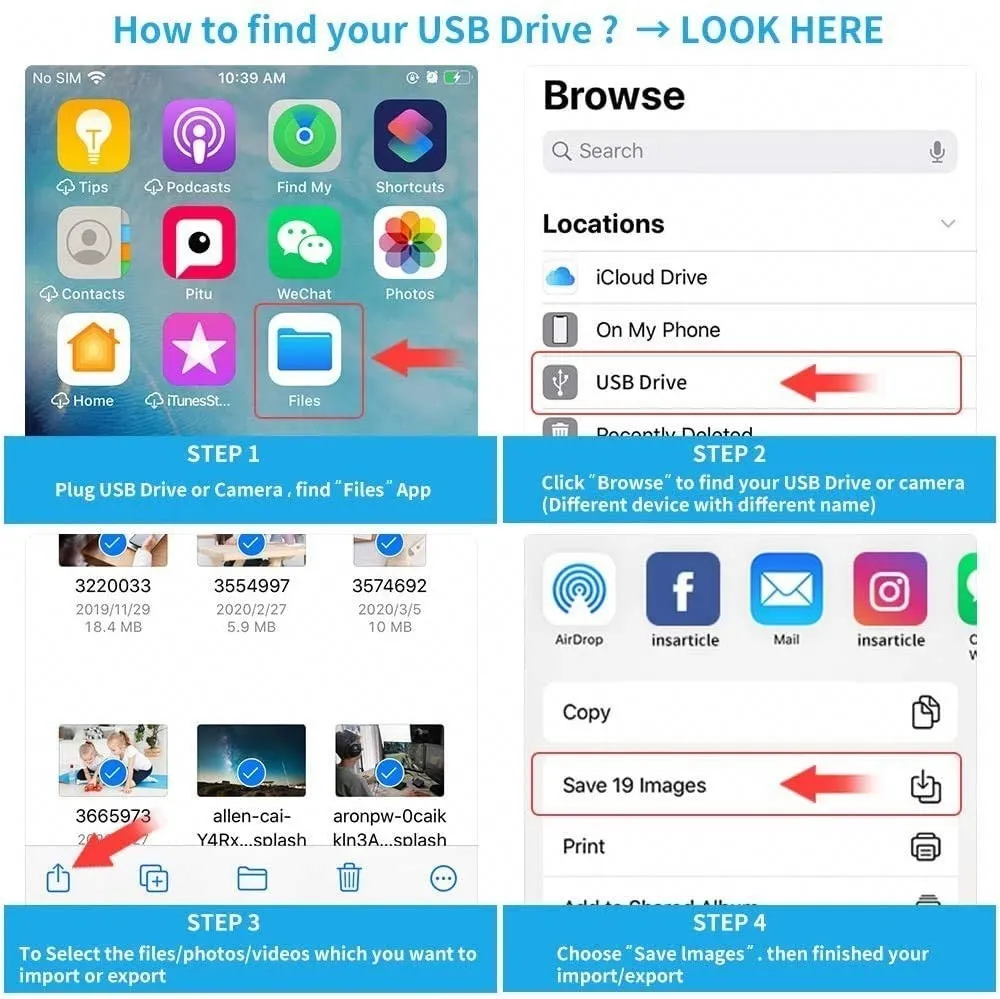 Adaptador Lightning A Usb De Disco Duro Externo Para iPad Ip