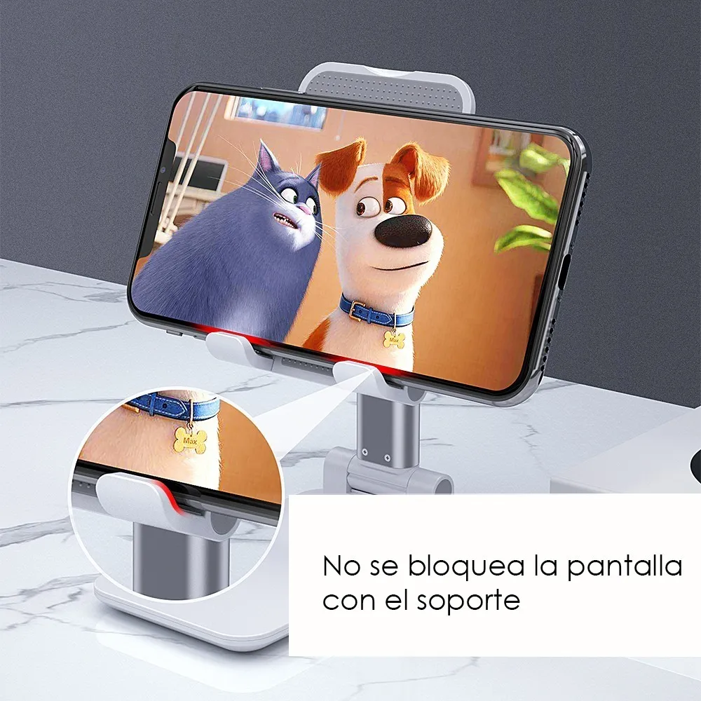 Soporte Aluminio Ajustable Porta Celular Tablet Consola Blanco
