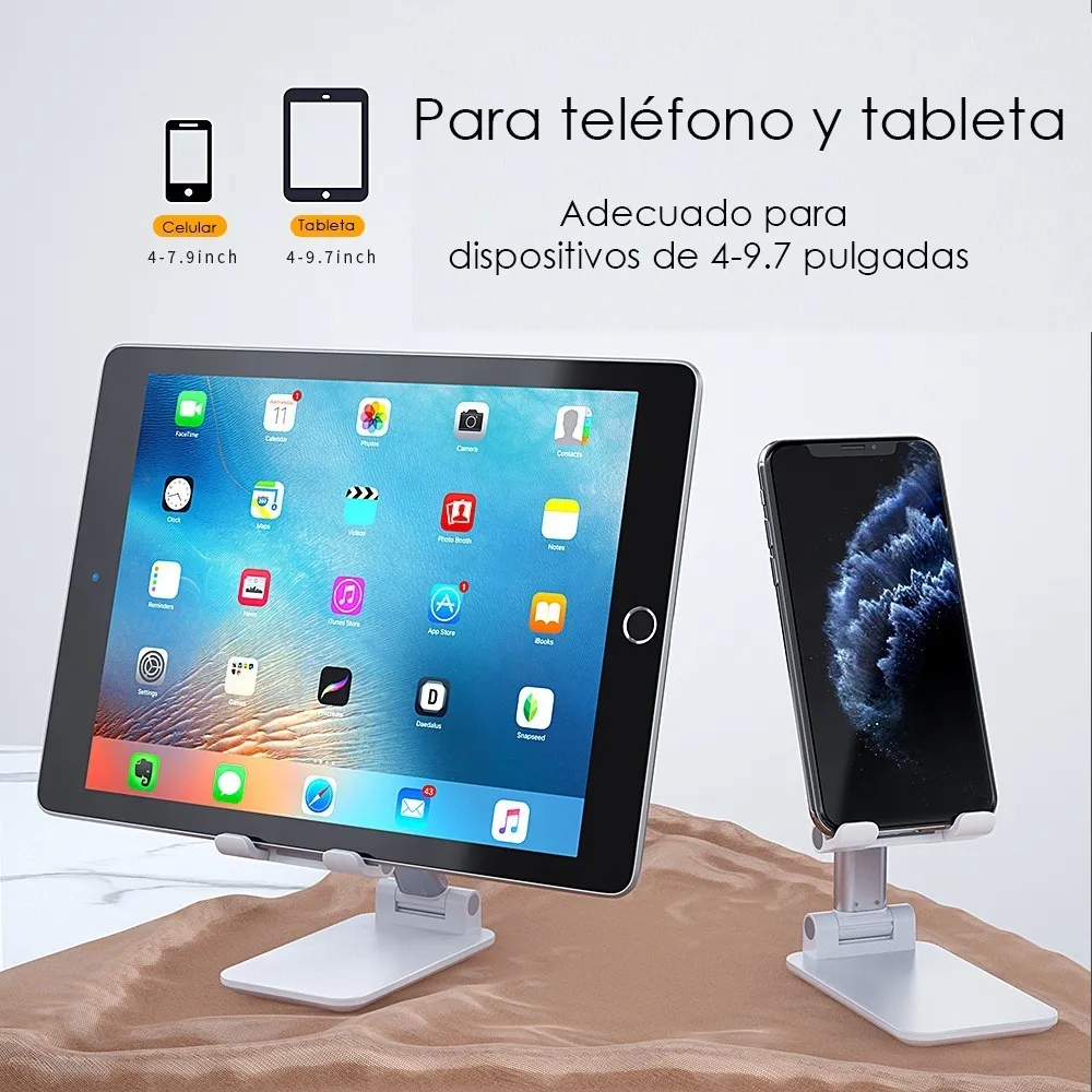 Soporte Aluminio Ajustable Porta Celular Tablet Consola Negro