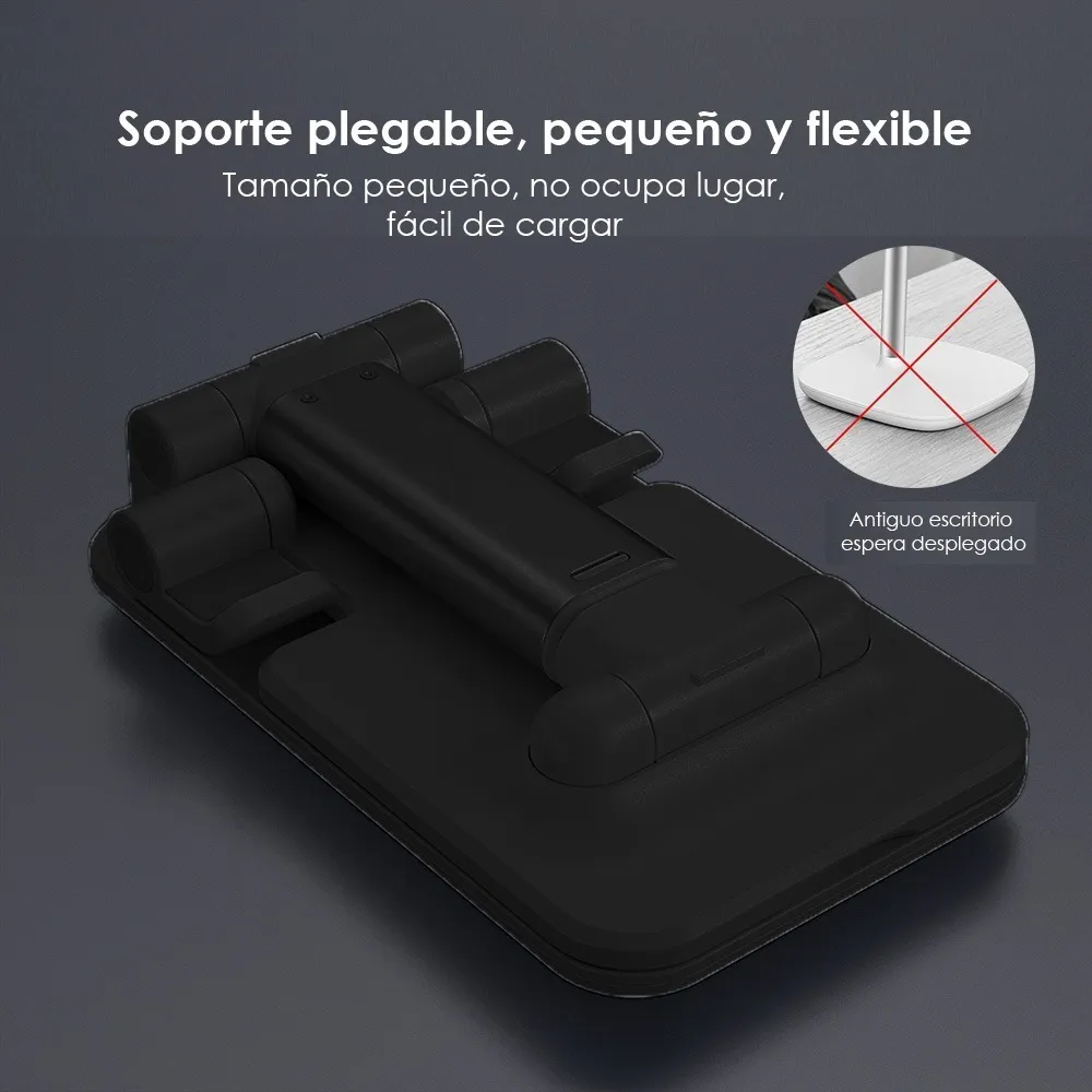 Soporte Aluminio Ajustable Porta Celular Tablet Consola Negro