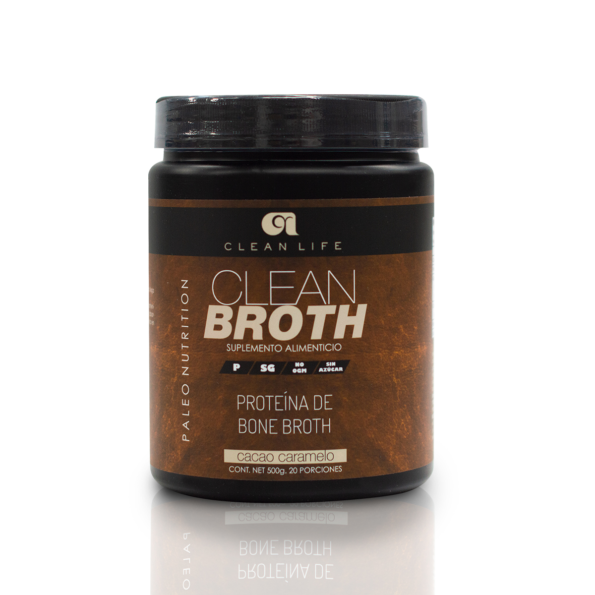 Proteina Bone Broth- Clean Broth Cacao Caramelo- Clean Life- 500g