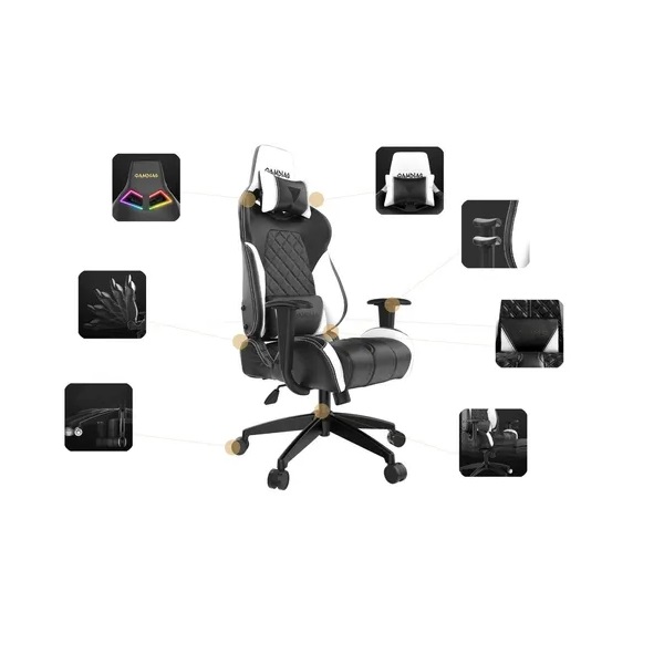 Silla Gamer Gamdias Zelus E1 Reclinable Luz Led Ajustable. Negro