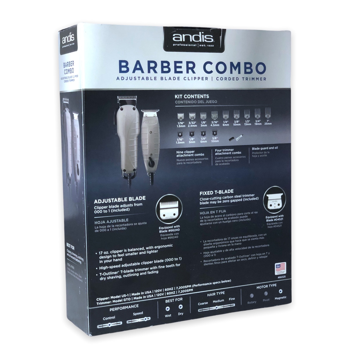 Clipper Cortadora Terminador Barber Combo Profesional Andis