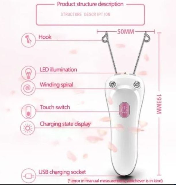 Removedor Vello Recargable Eléctrico Depilación Pelo Hilo