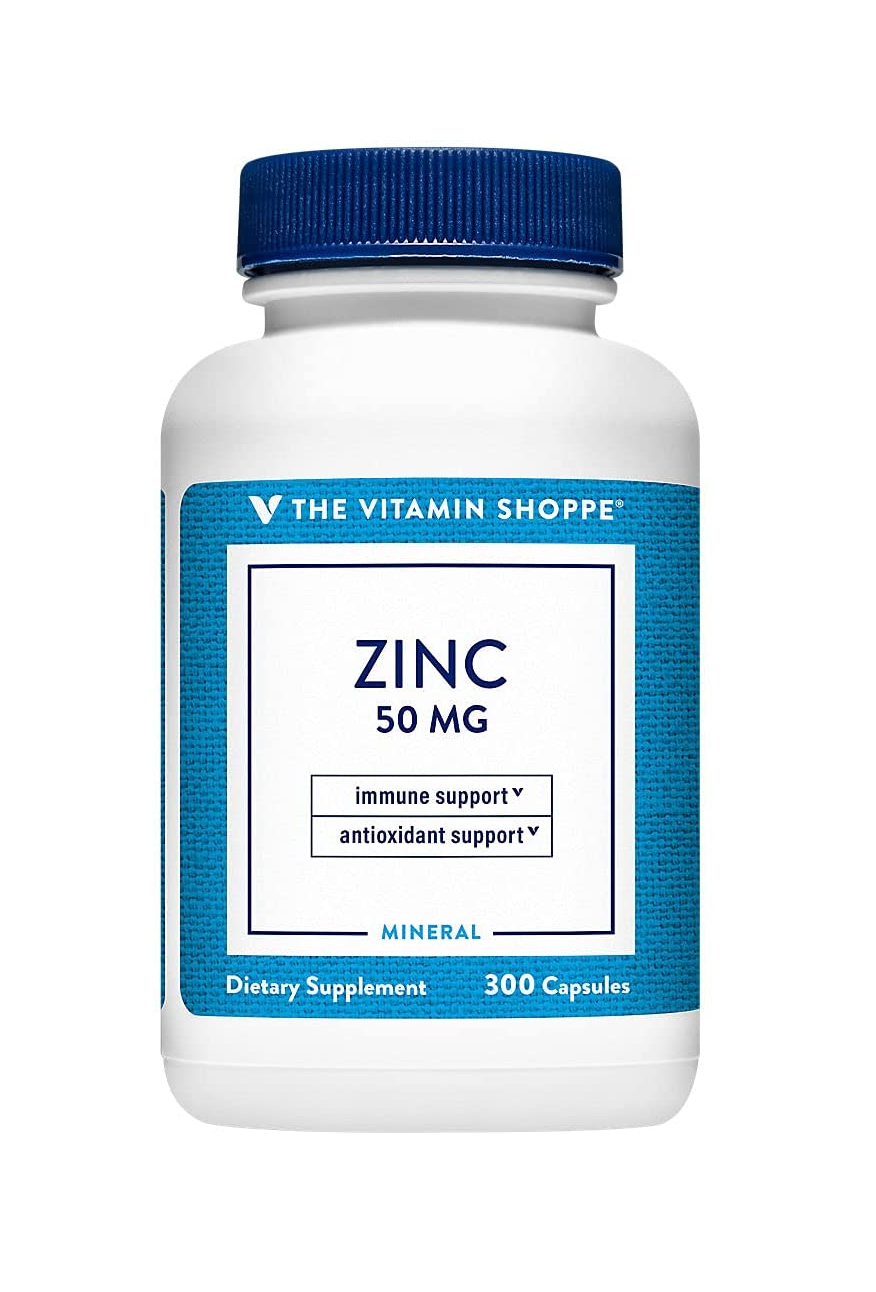 Zinc 50 mg sin gluten 300 cápsulas Sin sabor 9.6 Onzas