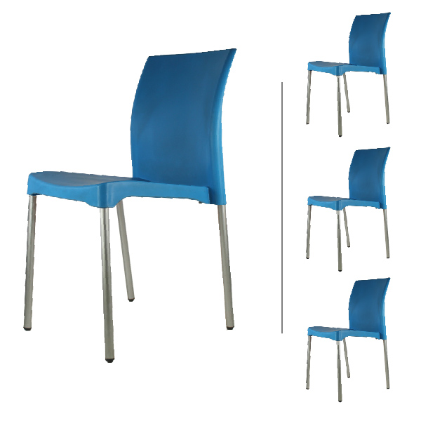 Set 4 Sillas para comedor Vivanti Azul plastico Mundo In.