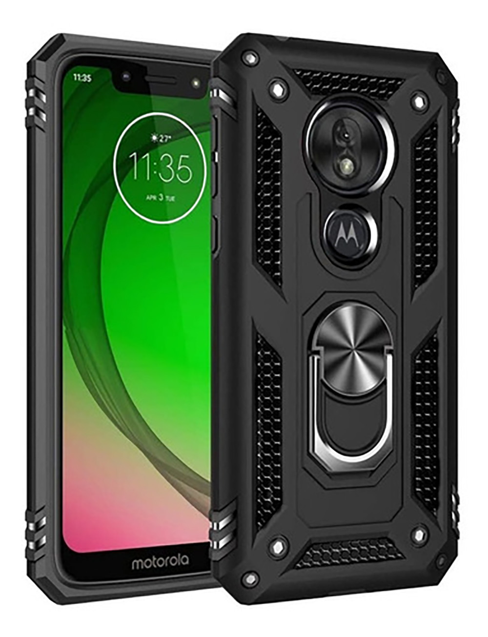 Funda Motorola G6 Play Case Protector Resistente Anticaída Anti Golpes Soporte Anillo Metálico