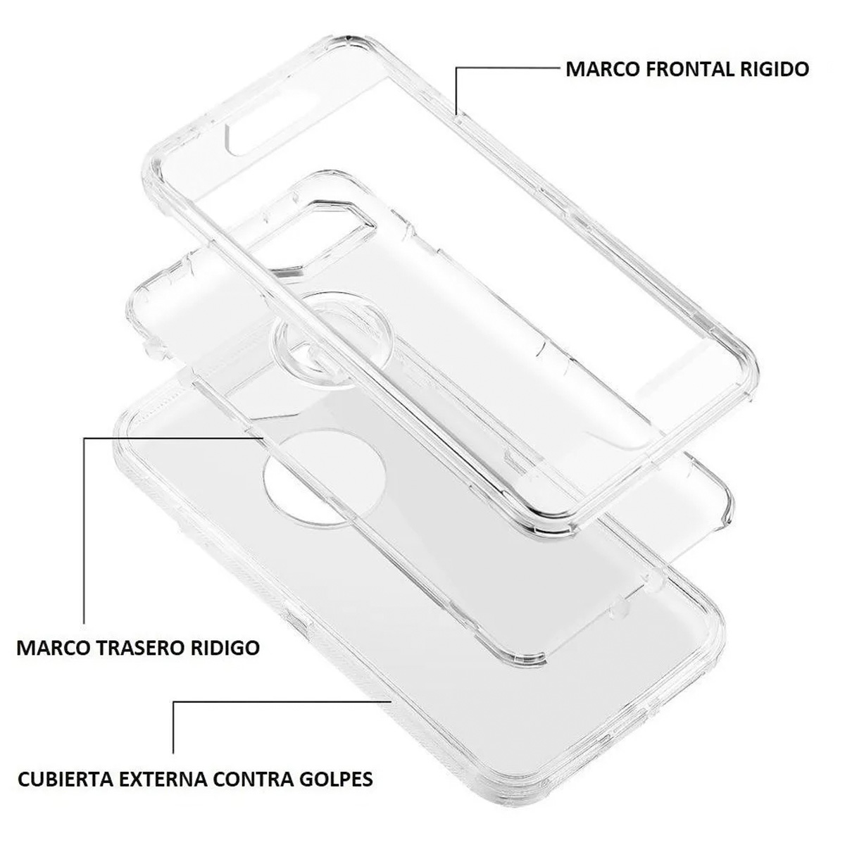 Funda Case Uso Rudo 360 Para iPhone 6 / 6s / 7 / 8 Antishock 3 En 1 Acrigel, Rígida y Flexible