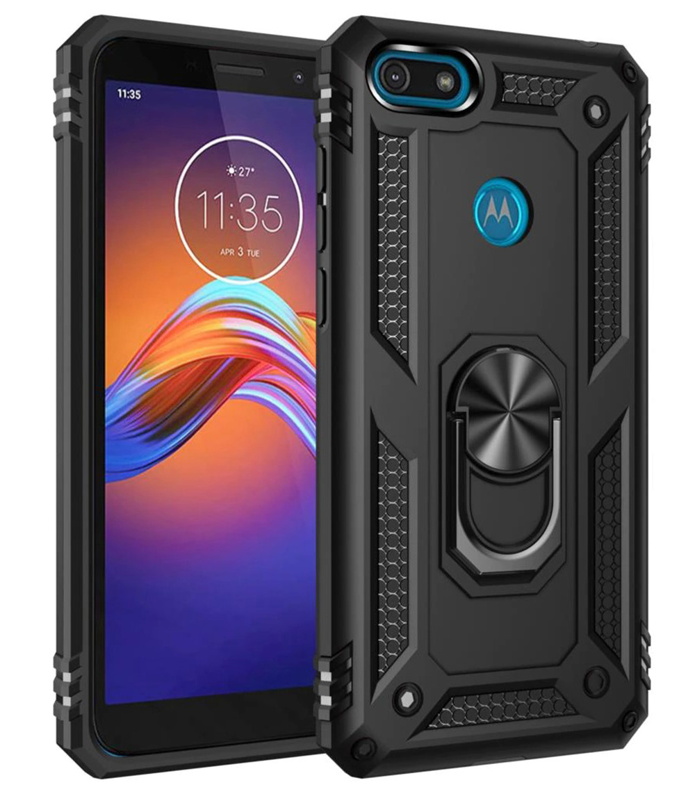 Funda Motorola E6 Play Case Protector Resistente Anticaída Anti Golpes Soporte Anillo Metálico