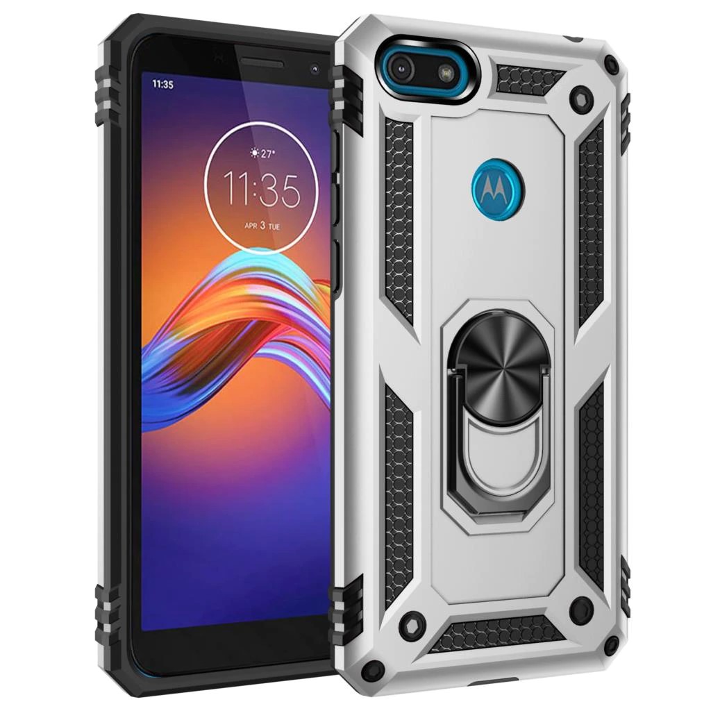 Funda Motorola E6 Play Case Protector Resistente Anticaída Anti Golpes Soporte Anillo Metálico
