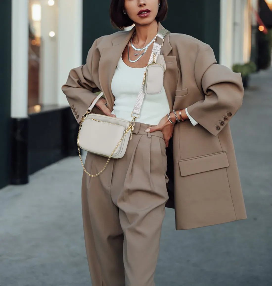 Bolso Bandolera   Pequeño Para Mujer Pequeño Blanco 