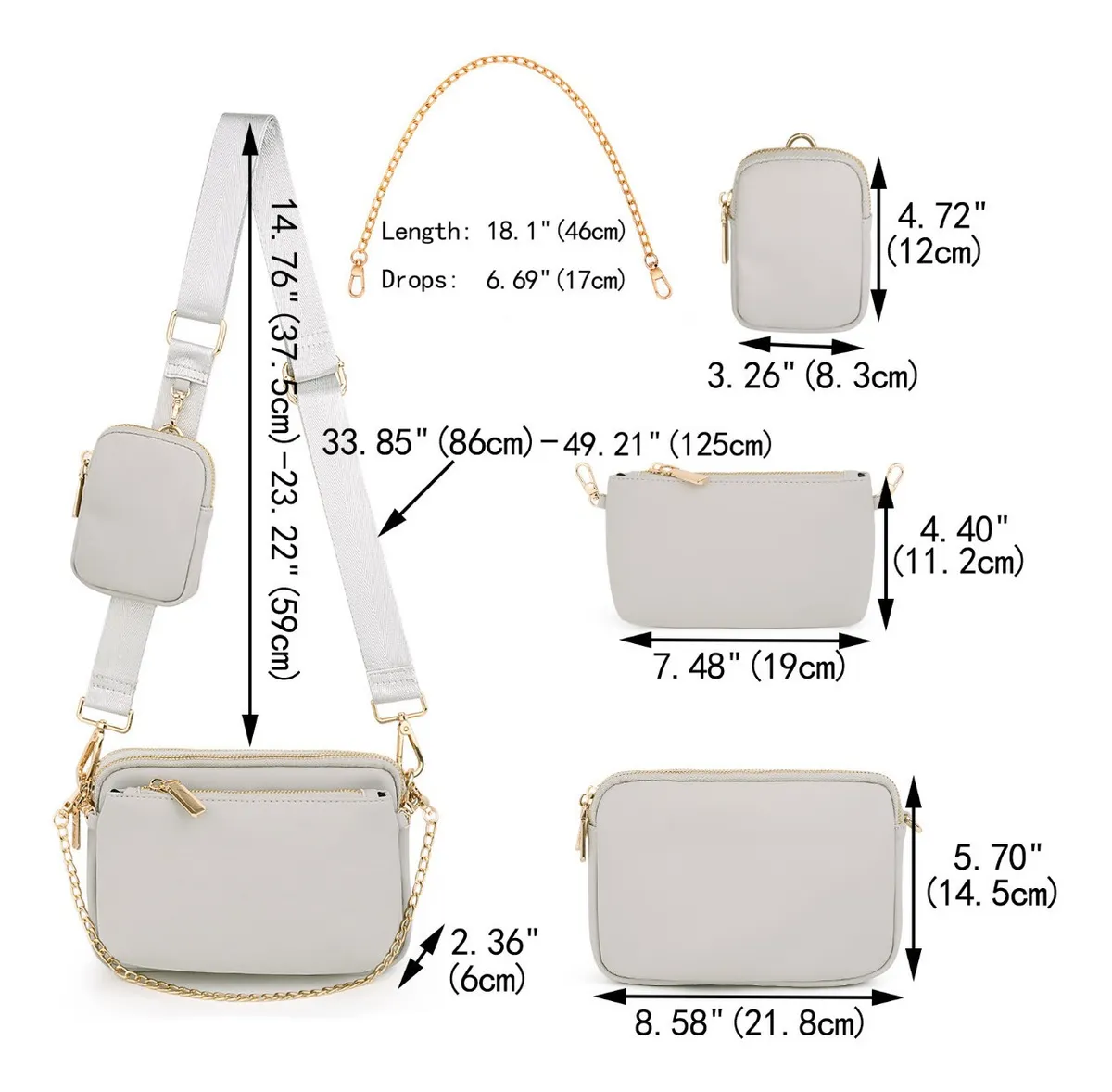 Bolso Bandolera   Pequeño Para Mujer Pequeño Blanco 