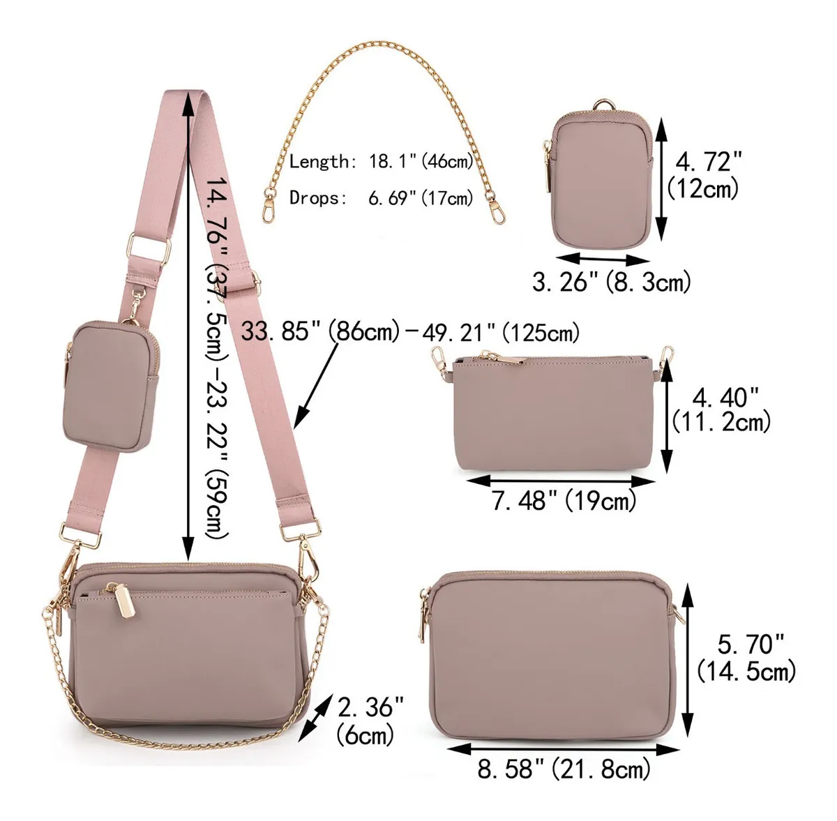Bolso Bandolera   Pequeño Para Mujer Pequeño  Rosa