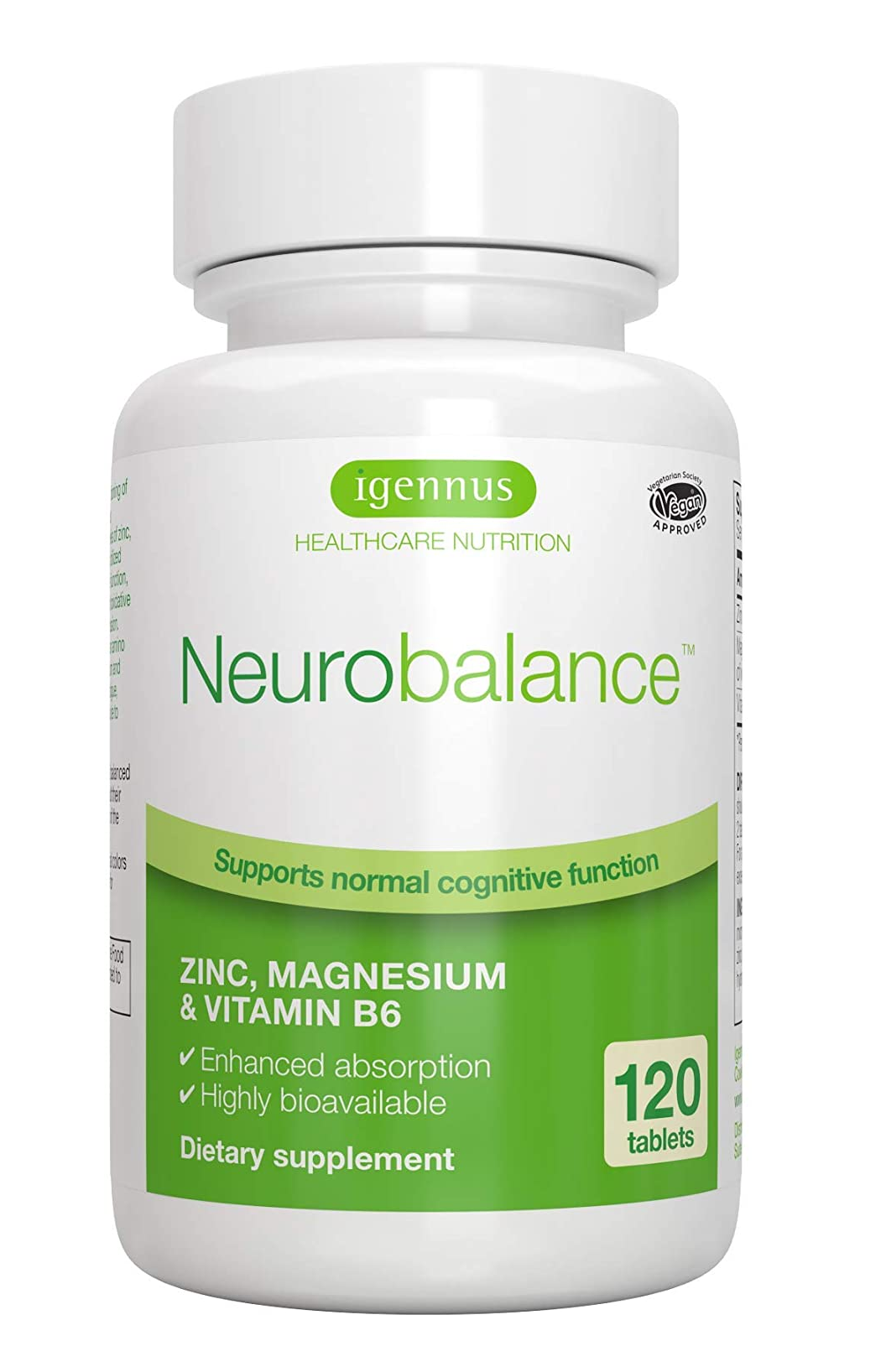 Suplemento B6 de magnesio de zinc  libre de óxido y vitamina B6, 120 tabletas 1.8 Onzas
