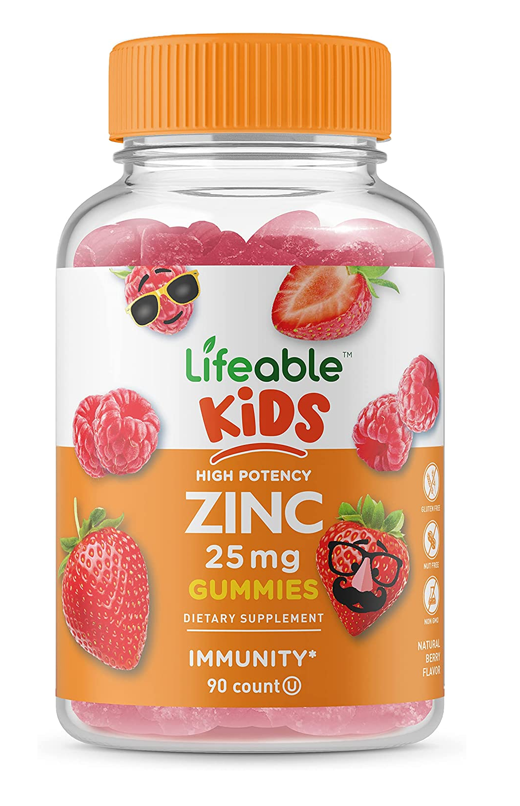 Gomitas de zinc para niños - 25 mg vegetariano 90 gomitas 10.86 Onzas