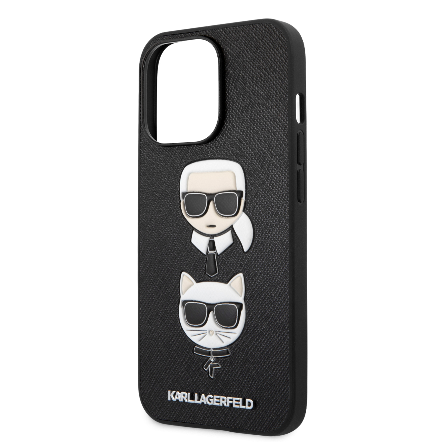 Funda Case KARL & CHOUPETTE Saffiano Negra iPhone 13 PRO