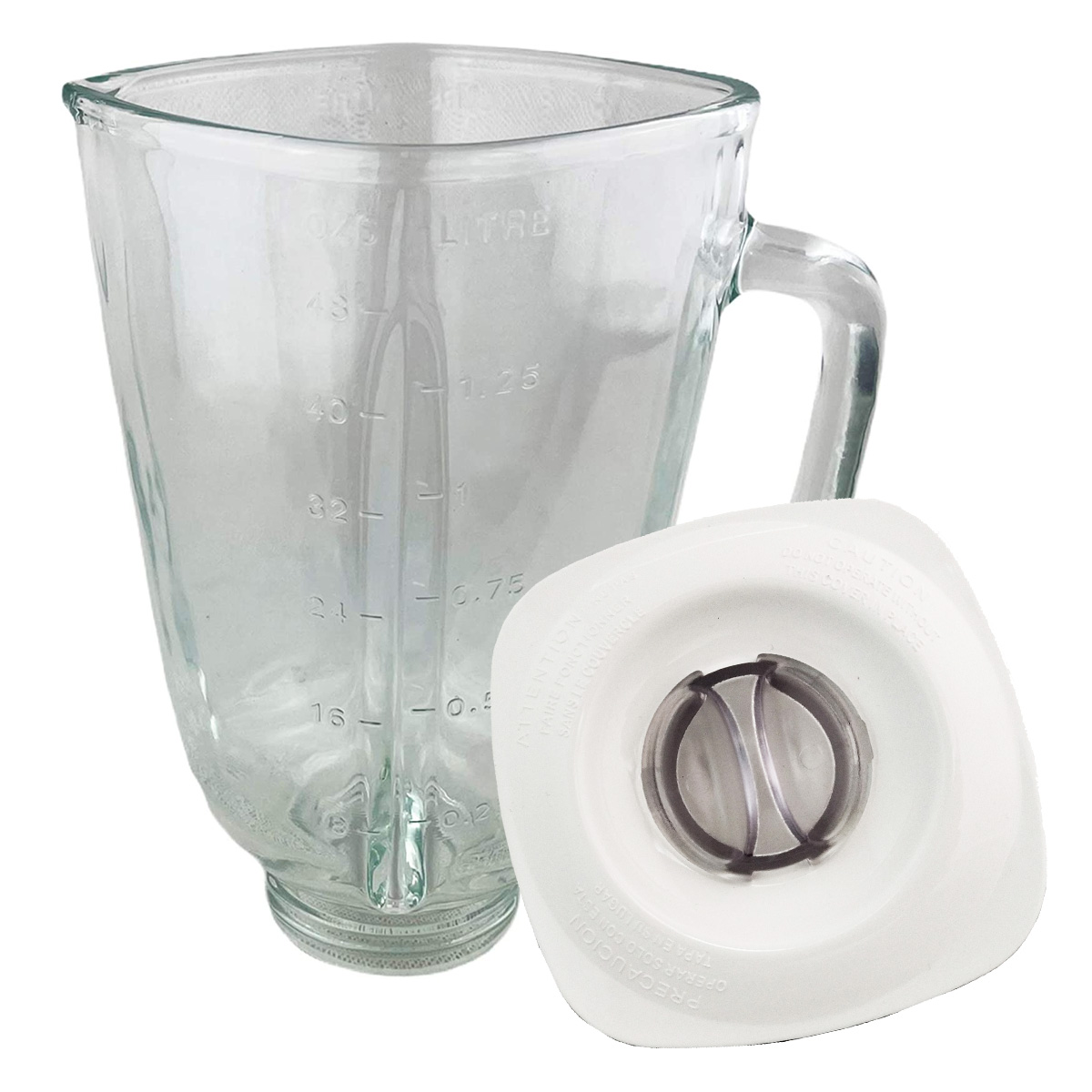 H + R Vaso de vidrio para licuadora T-Fal Infiny Force con tapa blanca