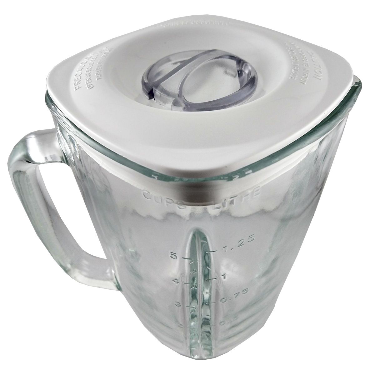 H + R Vaso de vidrio para licuadora T-Fal Infiny Force con tapa blanca