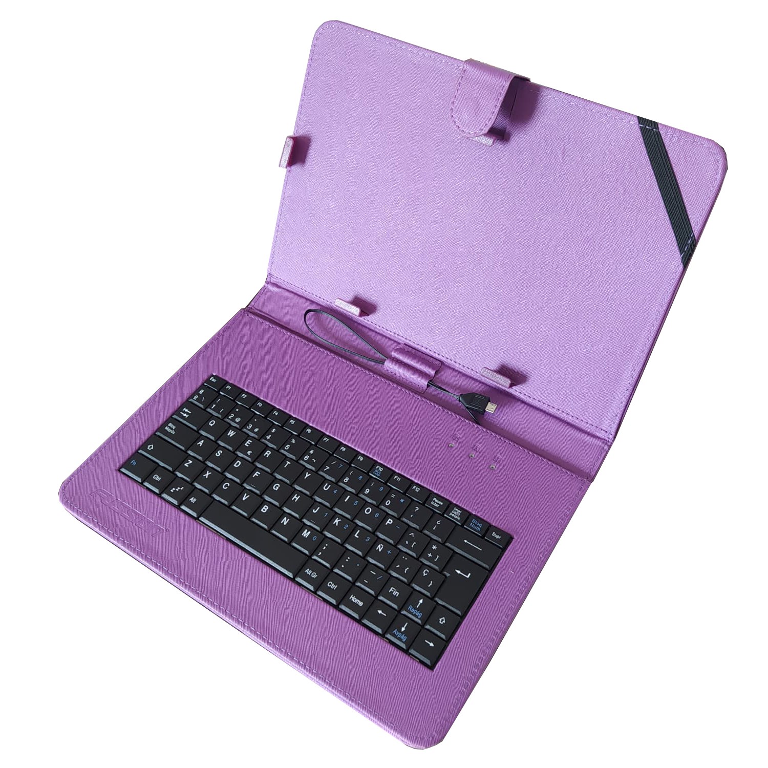 Mekano - Funda Ajustable Con Teclado Para Tablet De 10 Pulgadas Con Soporte-Morada