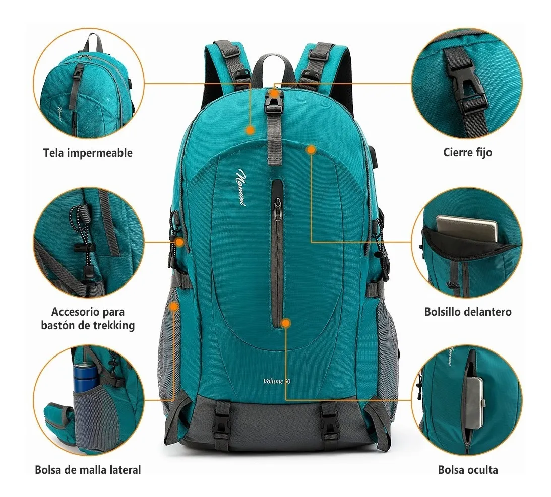 Nanwei Mochila Impermeable 50 Lts Turquesa