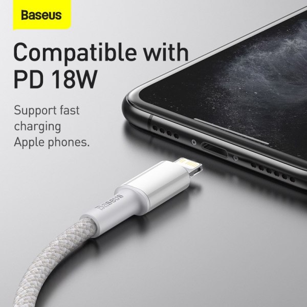 Baseus-Cable USB tipo C de carga rápida para iPhone, cargador compatible con modelos 13, 12, 11 Pro Max, XR, 8, PD, MacBook y iPad, 20W Negro