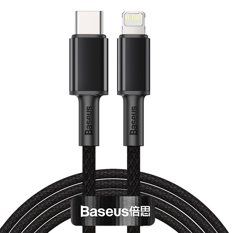 Baseus-Cable USB tipo C de carga rápida para iPhone, cargador compatible con modelos 13, 12, 11 Pro Max, XR, 8, PD, MacBook y iPad, 20W Negro