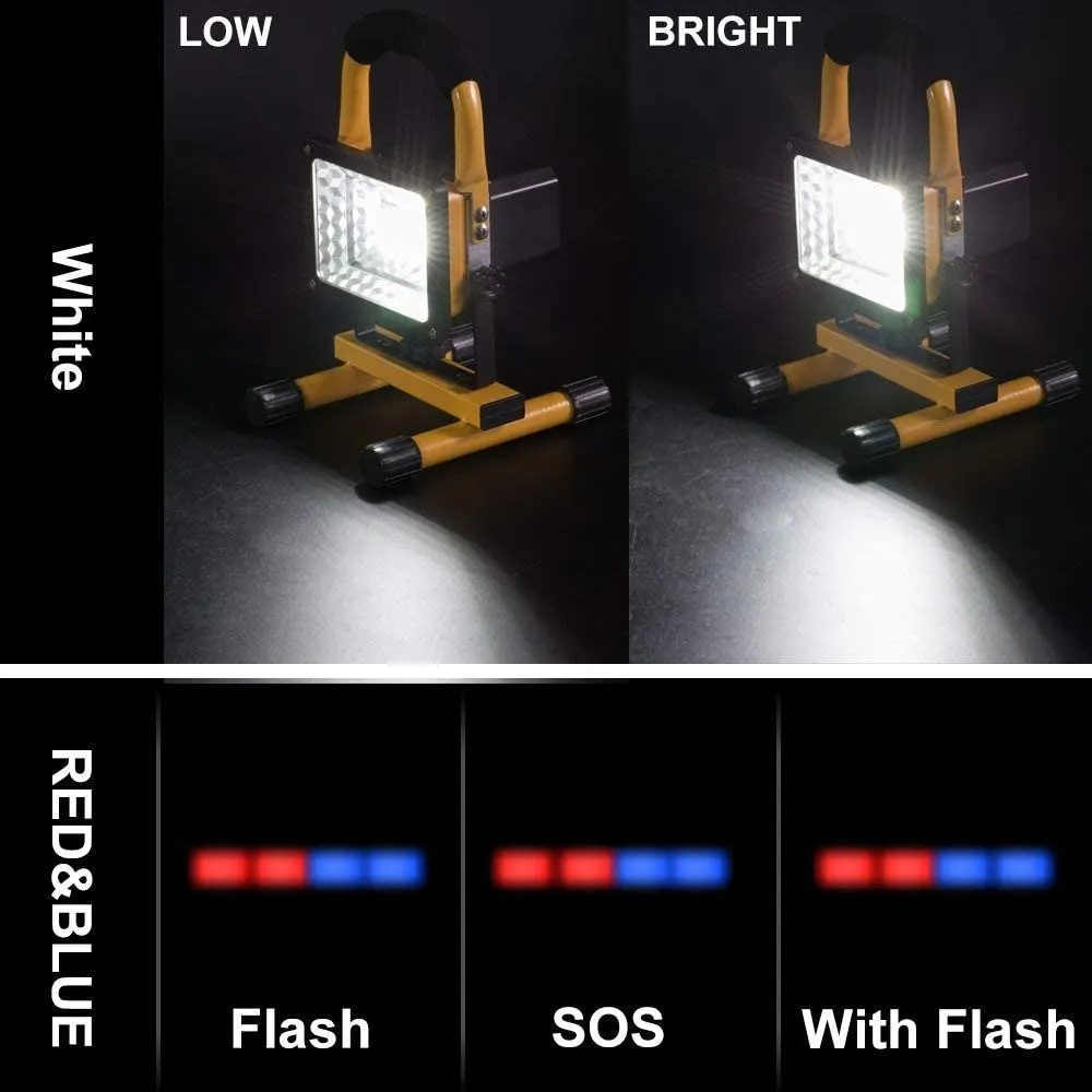 Linterna Led Reflector Recargable Trabajo Estrobo 30w