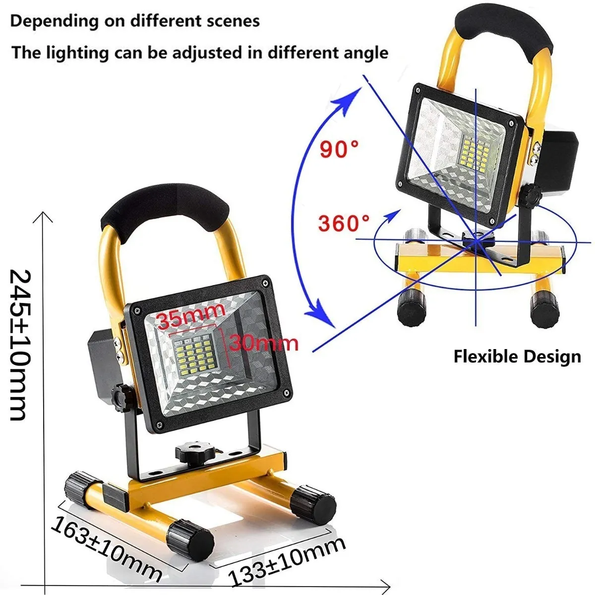 Linterna Led Reflector Recargable Trabajo Estrobo 30w