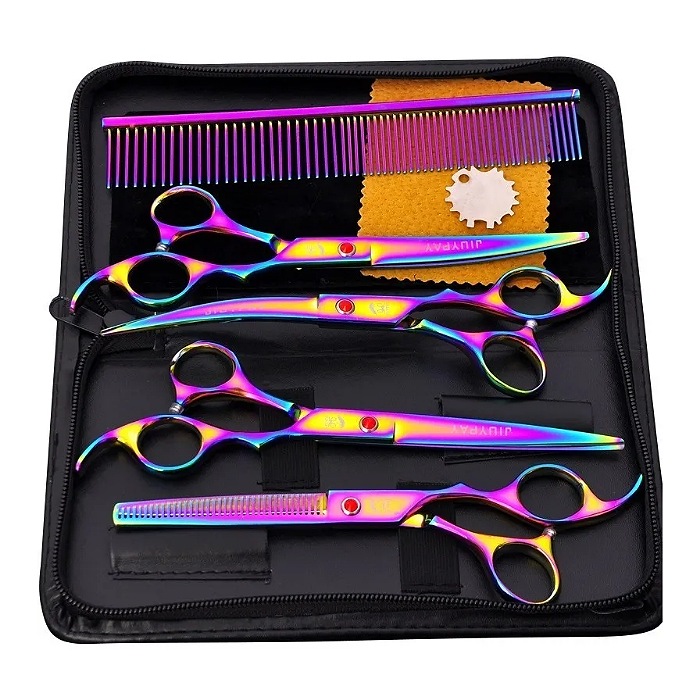 4 Tijeras Profesional Estilista Barbero Peluquero Peine Meta