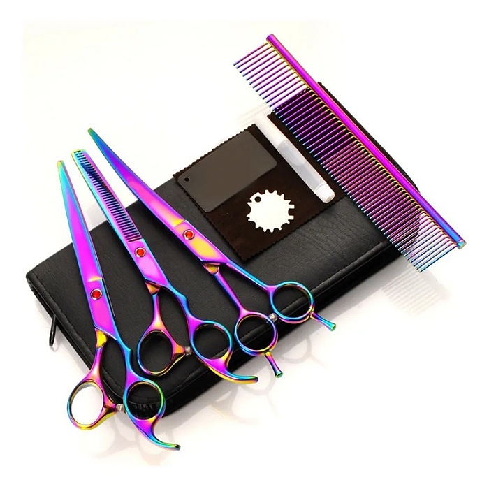 4 Tijeras Profesional Estilista Barbero Peluquero Peine Meta