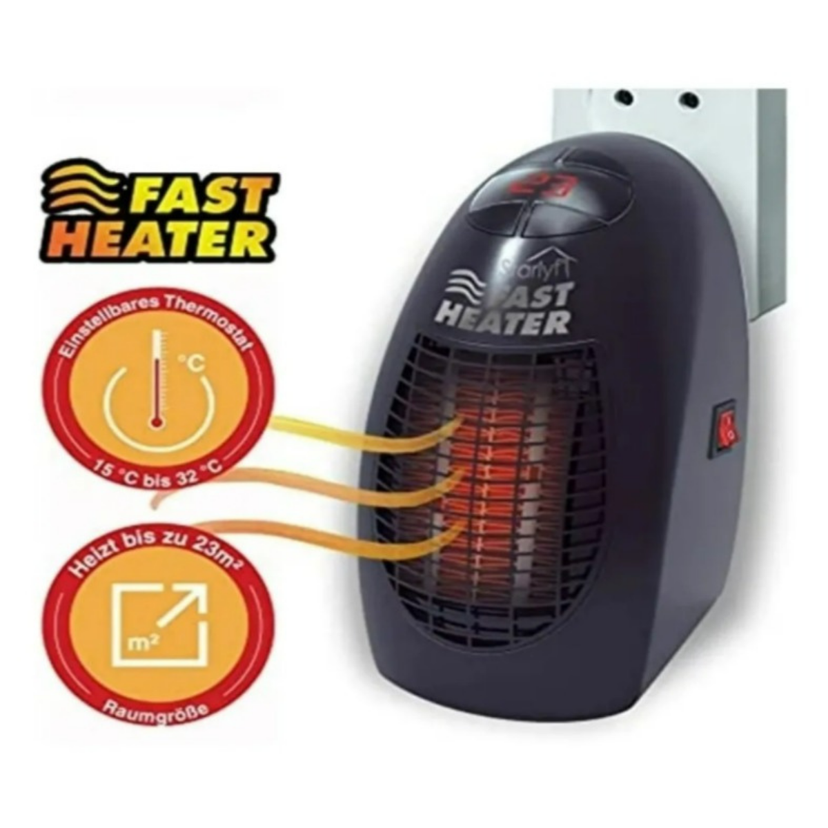 Calefactor Eléctrico Portátil Control Remoto (Color Negro)
