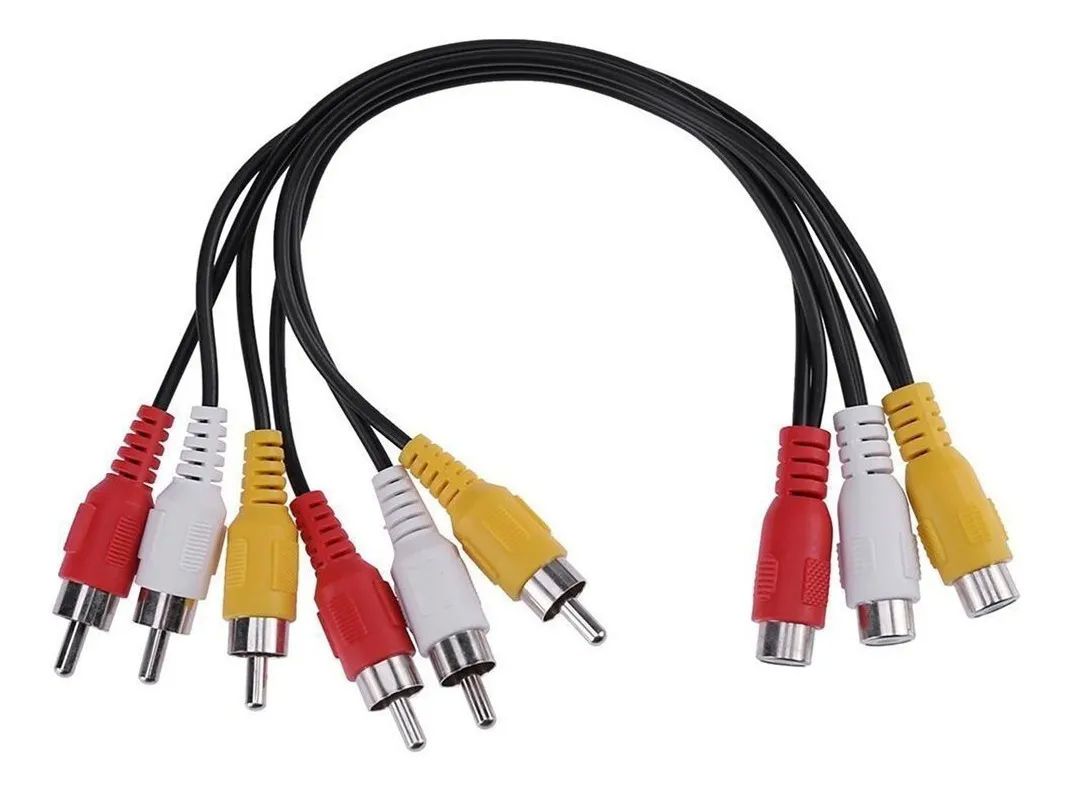 Mekano-Cable Divisor Duplicador Splitter 3 Rca Hembra A 6 Rca Macho