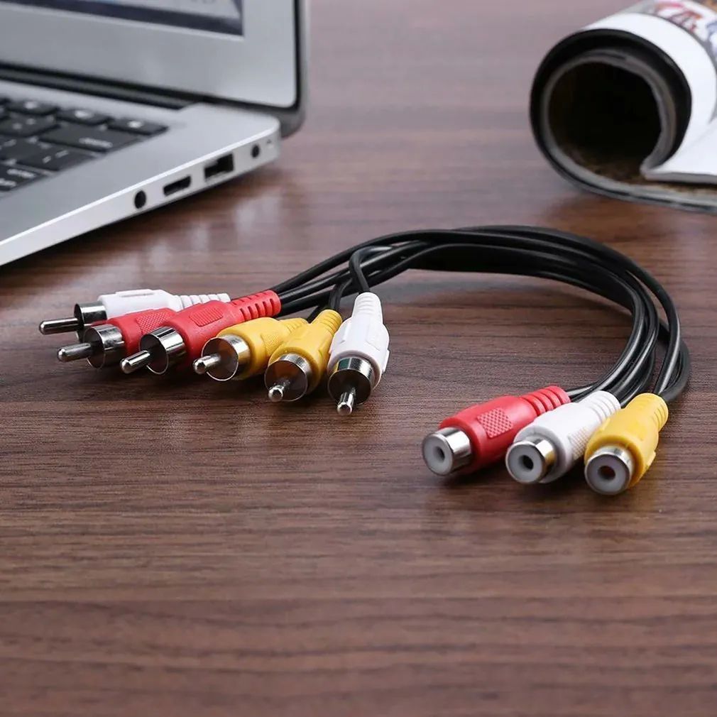 Mekano-Cable Divisor Duplicador Splitter 3 Rca Hembra A 6 Rca Macho