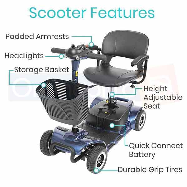 Silla De Ruedas Scooter Eléctrica 4 Ruedas Batería De Lujo
