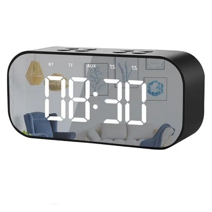 Reloj Despertador Digital C/alarma Y Bocina Bluetooth Negro