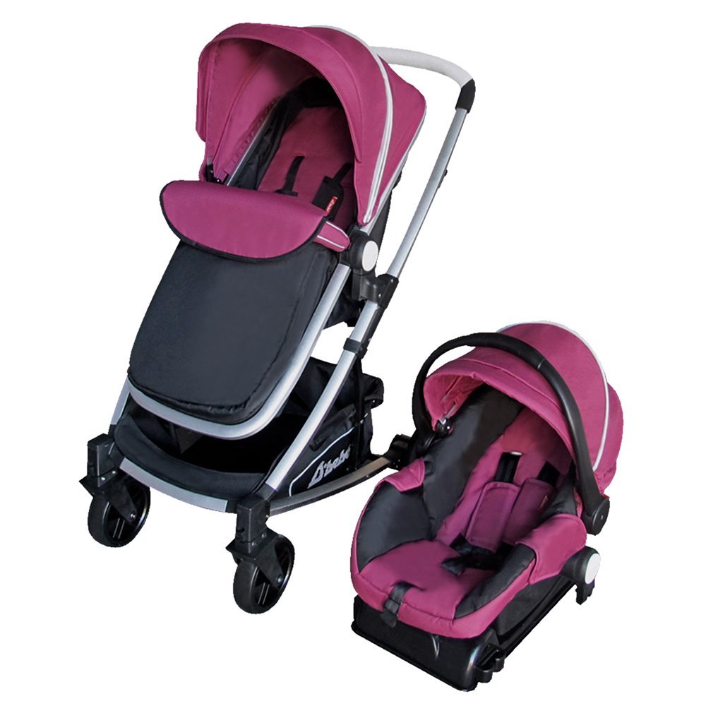 Carriola De Bebe Crown Portabebe Base De Carro Bambineto Individual - Plateado Rosa
