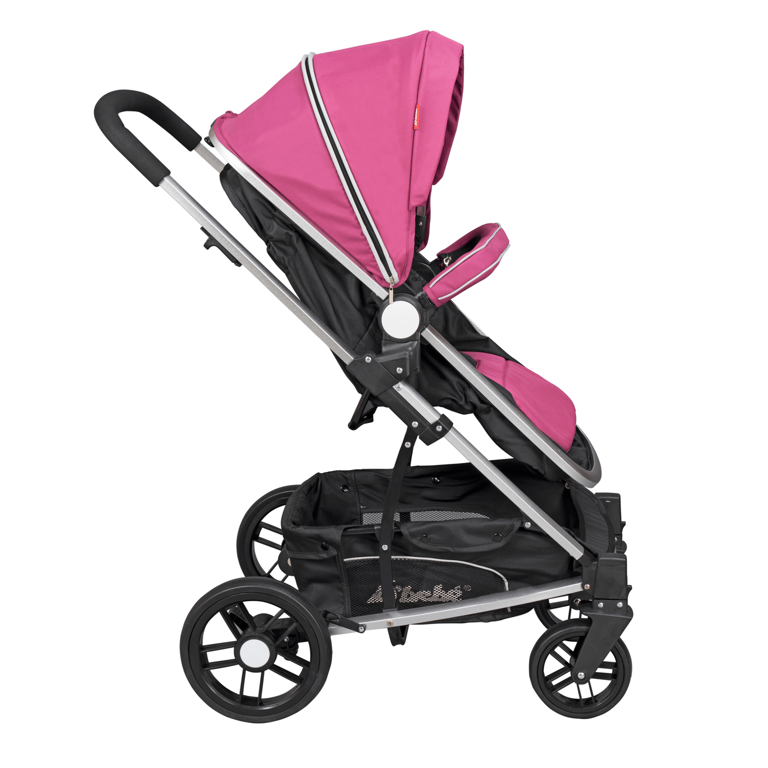 Carriola De Bebe Crown Portabebe Base De Carro Bambineto Individual - Plateado Rosa