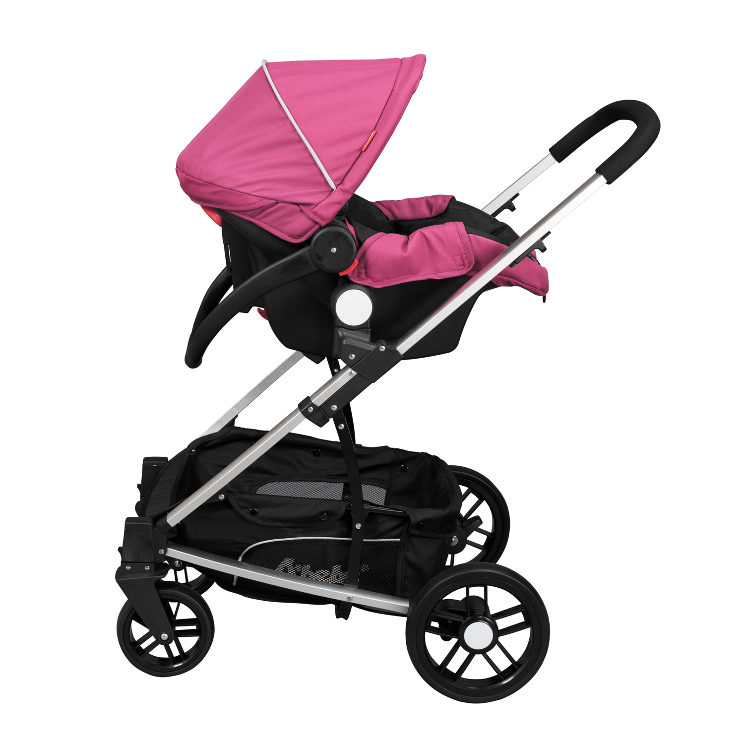 Carriola De Bebe Crown Portabebe Base De Carro Bambineto Individual - Plateado Rosa