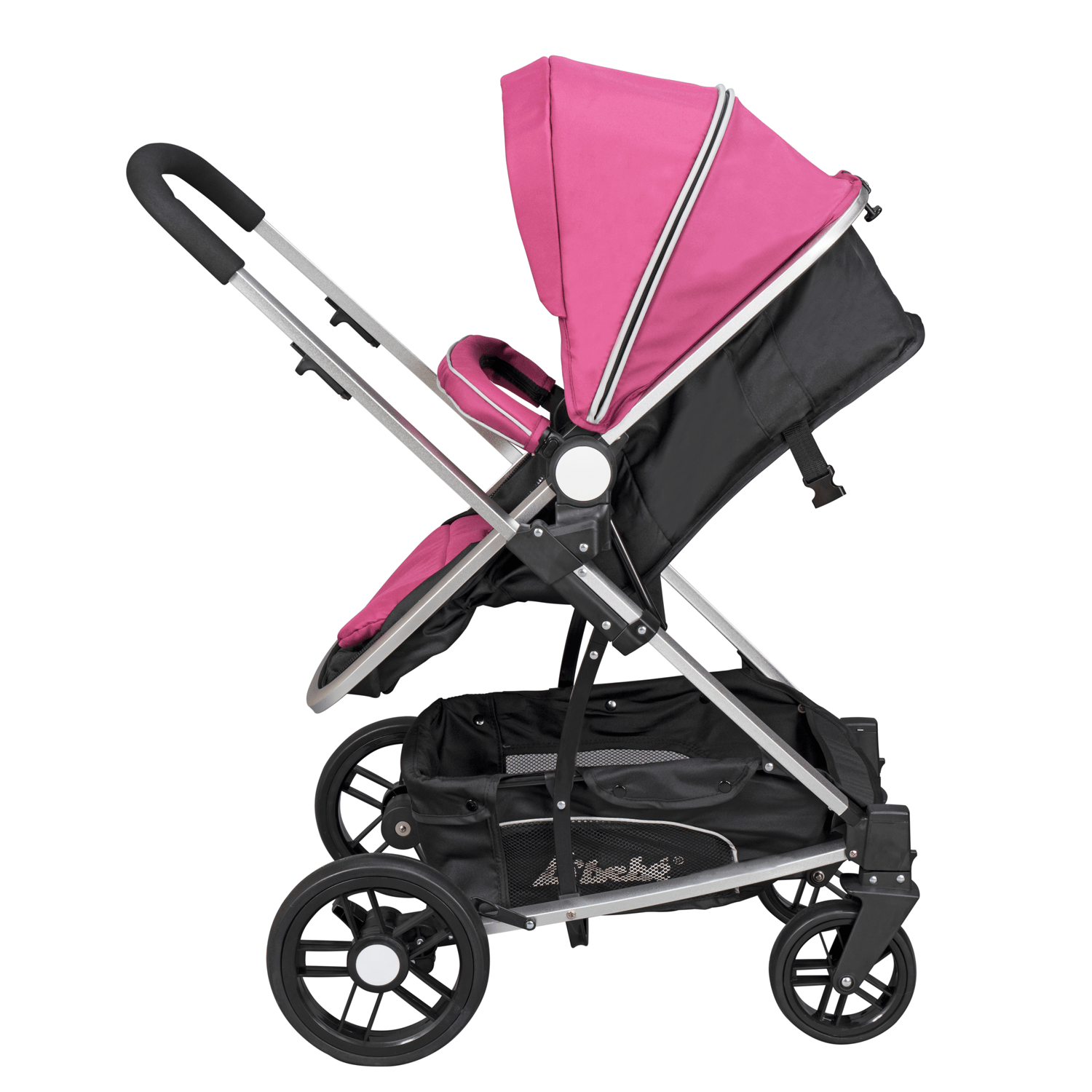Carriola De Bebe Crown Portabebe Base De Carro Bambineto Individual - Plateado Rosa