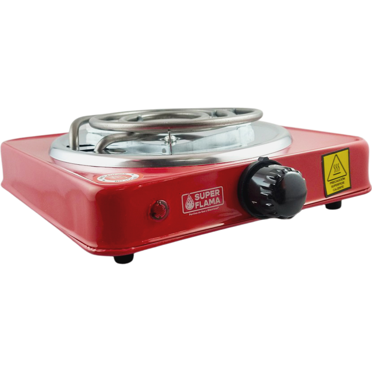 H + R Parrilla Eléctrica Super Flama De 1 Resistencia Con Termostato color roja