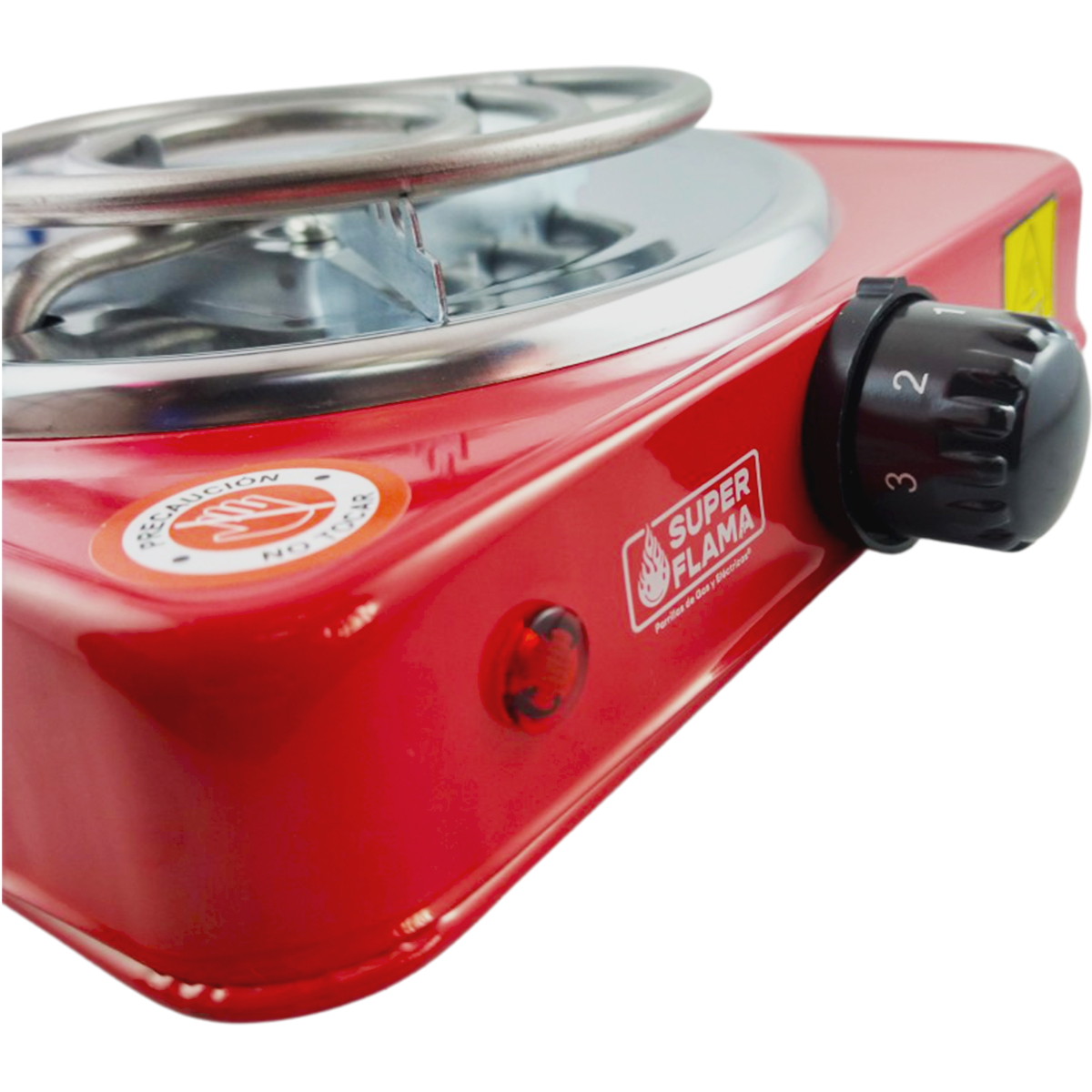 H + R Parrilla Eléctrica Super Flama De 1 Resistencia Con Termostato color roja