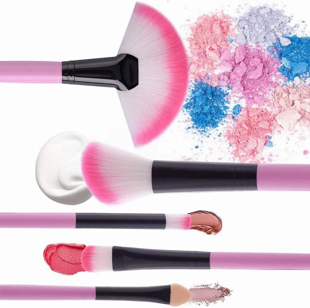 Juego De 32 Brochas De Maquillaje Profecional Rosa